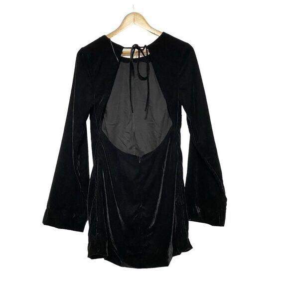 Free People Size Small Chelsey Black Velvet Open Back Mini Dress NWT - Picture 8 of 12